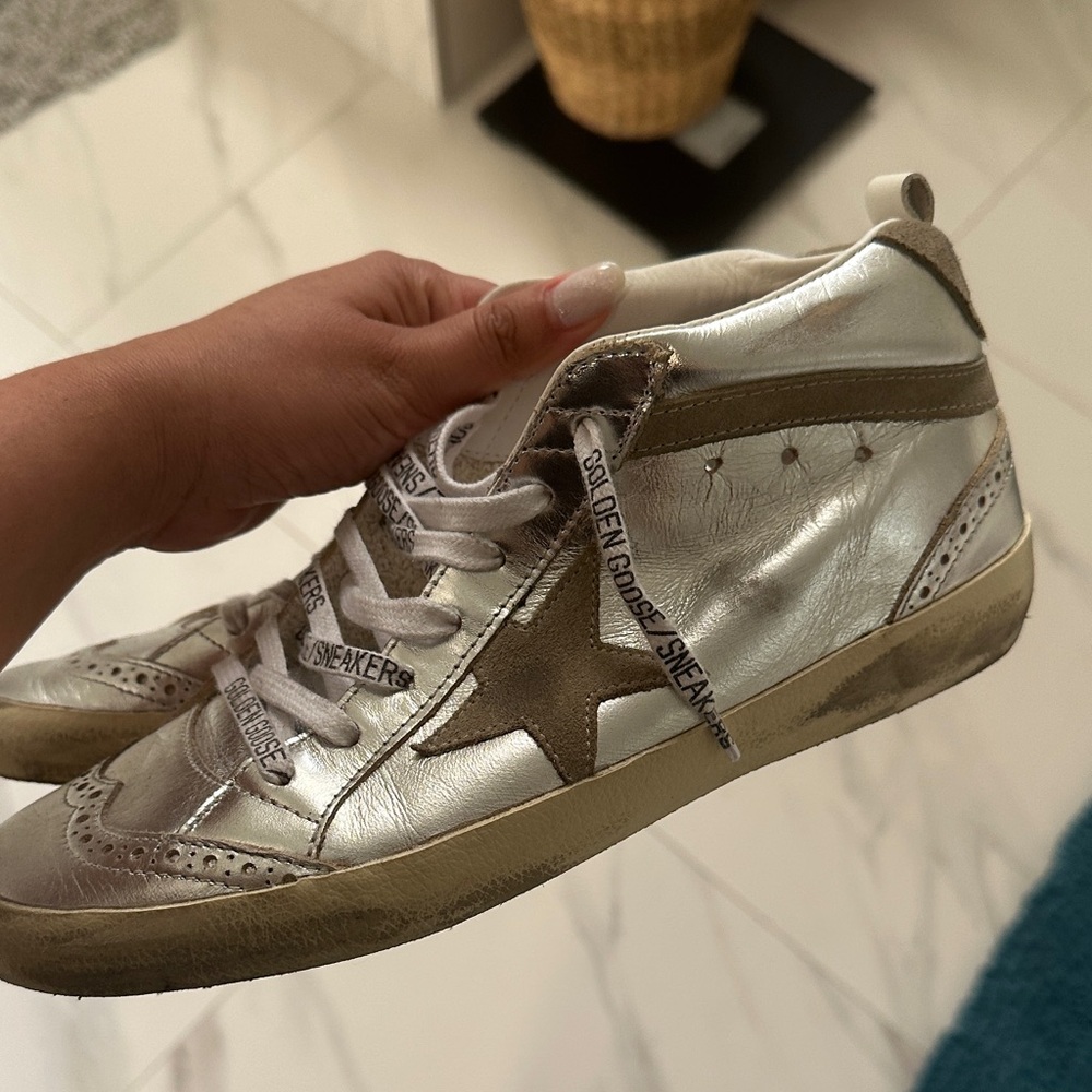 Golden Goose Metallic Silver Sneakers